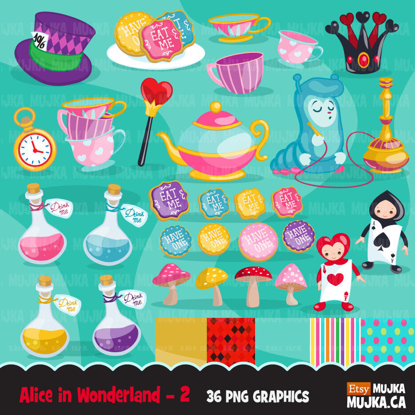 Alice in Wonderland Clipart,  Mad Hatter Tea Party