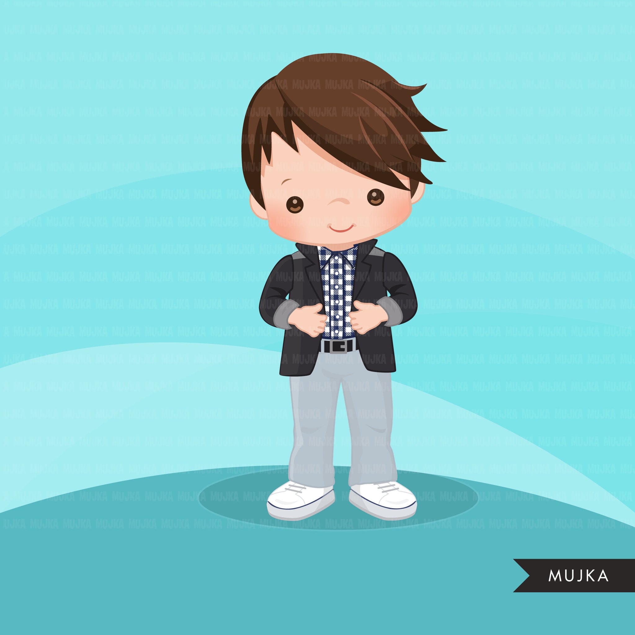 Little boy cute outfits clipart. Boys with jacket and sun glasses