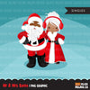 Black Mr and Mrs. Santa clipart, Christmas