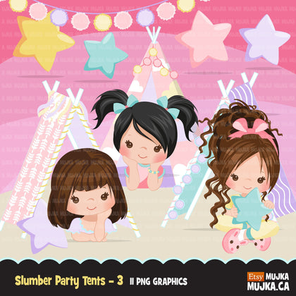 Cute girl Slumber party clipart