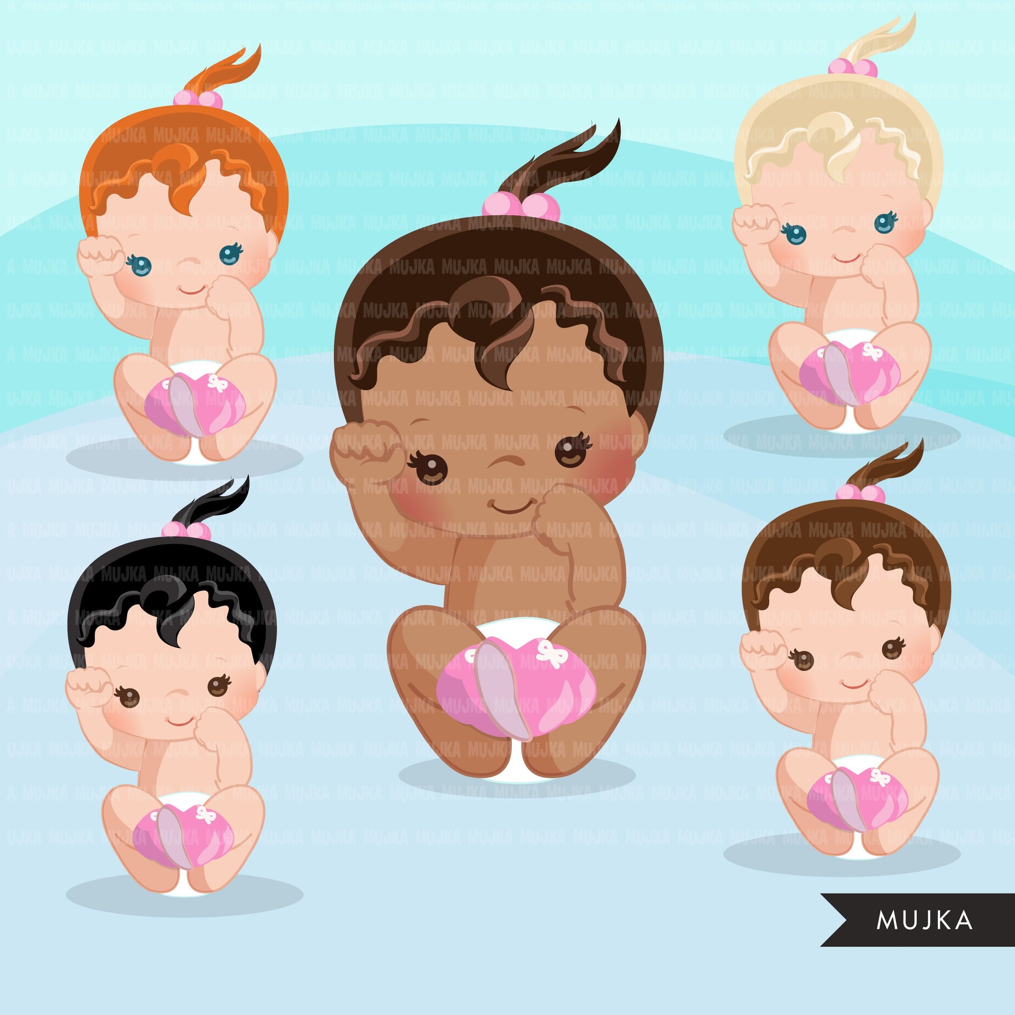 pink baby girl clipart