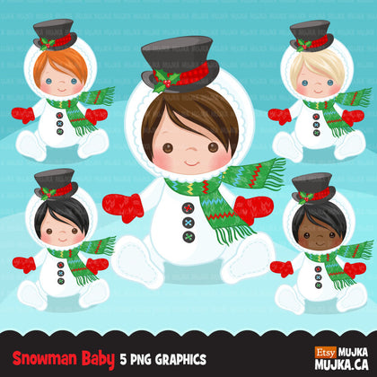 Baby Snowman clipart, Christmas costume