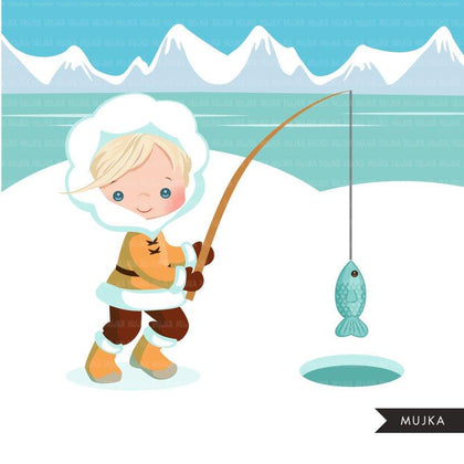 Arctic eskimo boy clipart. Winter graphics