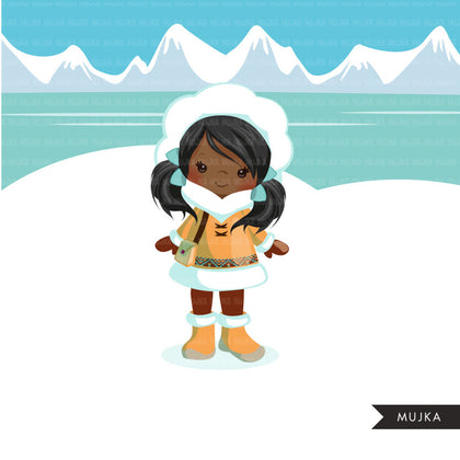 Arctic Eskimo clipart Girl. Winter graphics