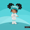 Little girl in winter clothes, cute outfits clipart, snow day, outdoors, winter coat graphics, black girl, afro puffs