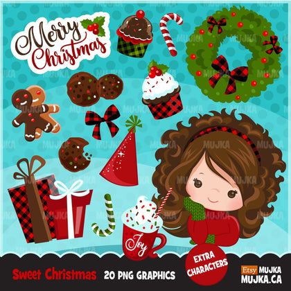 Sweet Christmas Girl Clipart