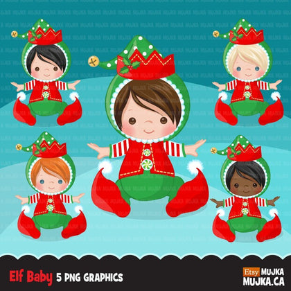 Baby Elf clipart, Christmas elf costume