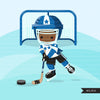 Hockey clipart, Boy in blue jersey