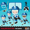Hockey clipart, Boy in blue jersey