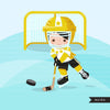 Hockey clipart, Boy in yellow jersey