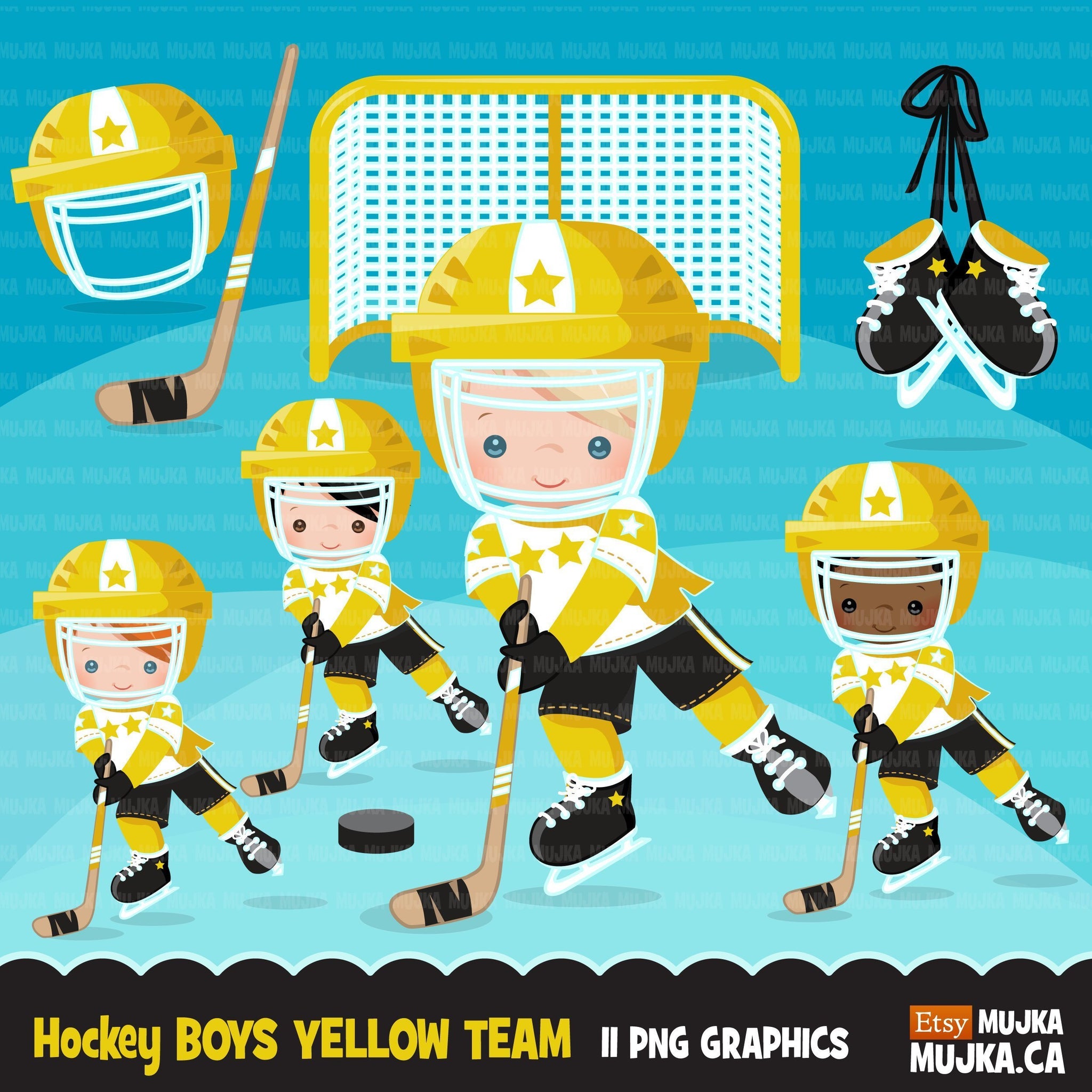 Hockey clipart, Boy in yellow jersey