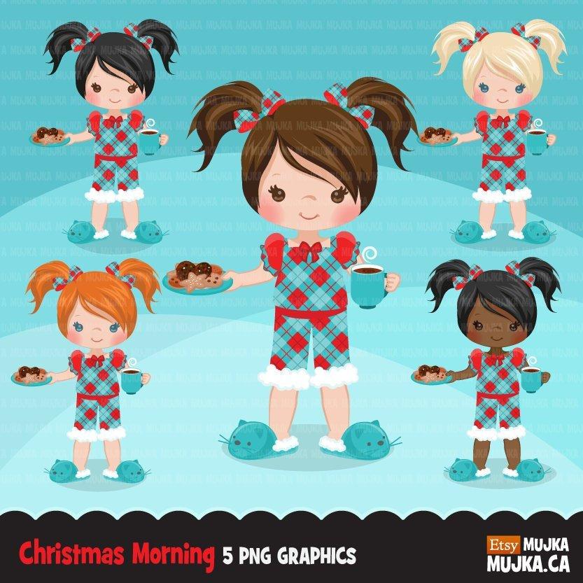 Christmas Clipart, Girl with cookies and hot chocolate – MUJKA CLIPARTS