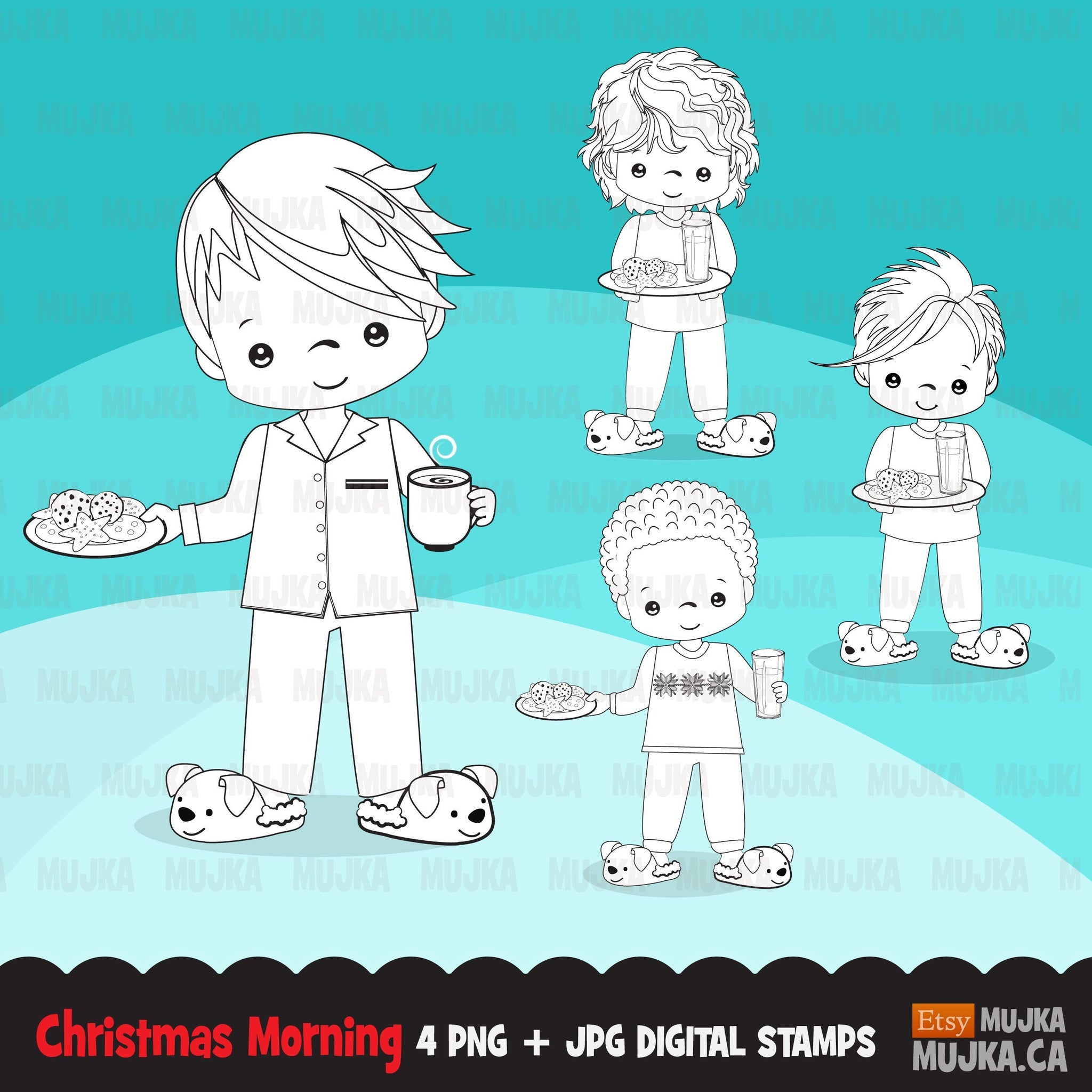 Christmas kids digital stamps, Boy