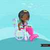 Special Needs Wheelchair clipart, girl with disability, mermaid princess