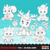 Christmas Baby Woodland Animal Digital stamps