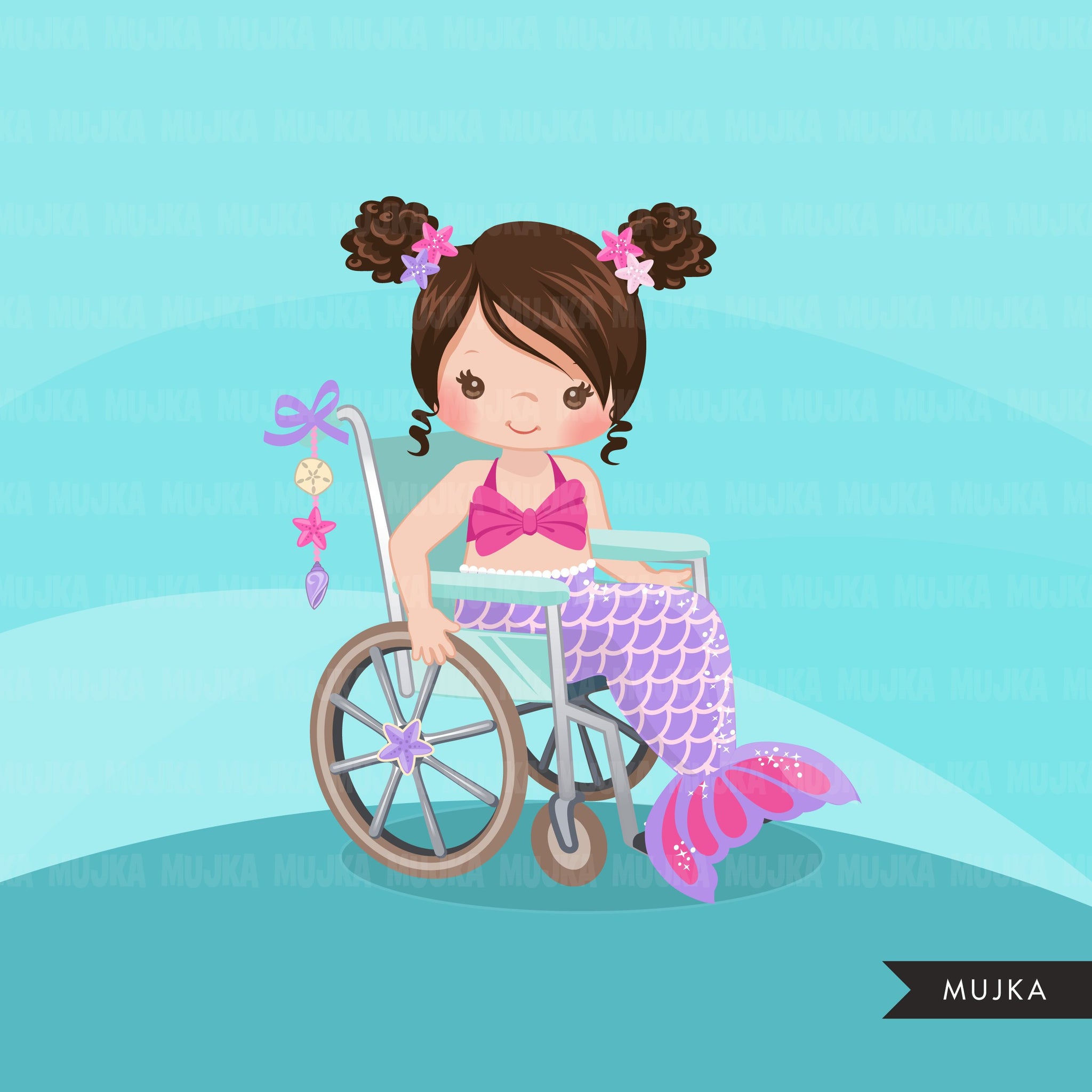 Special Needs Wheelchair Mermaid Girl clipart
