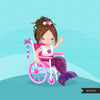 Special Needs Wheelchair, girl clipart