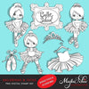 Girl Ballerina Digital Stamps with cute characters