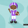 Football clipart, boy in purple jersey