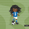 Soccer clipart, girl in blue jersey