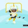 Hockey clipart, sporty girl in yellow jersey