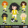 Soccer clipart, girl in yellow  jersey