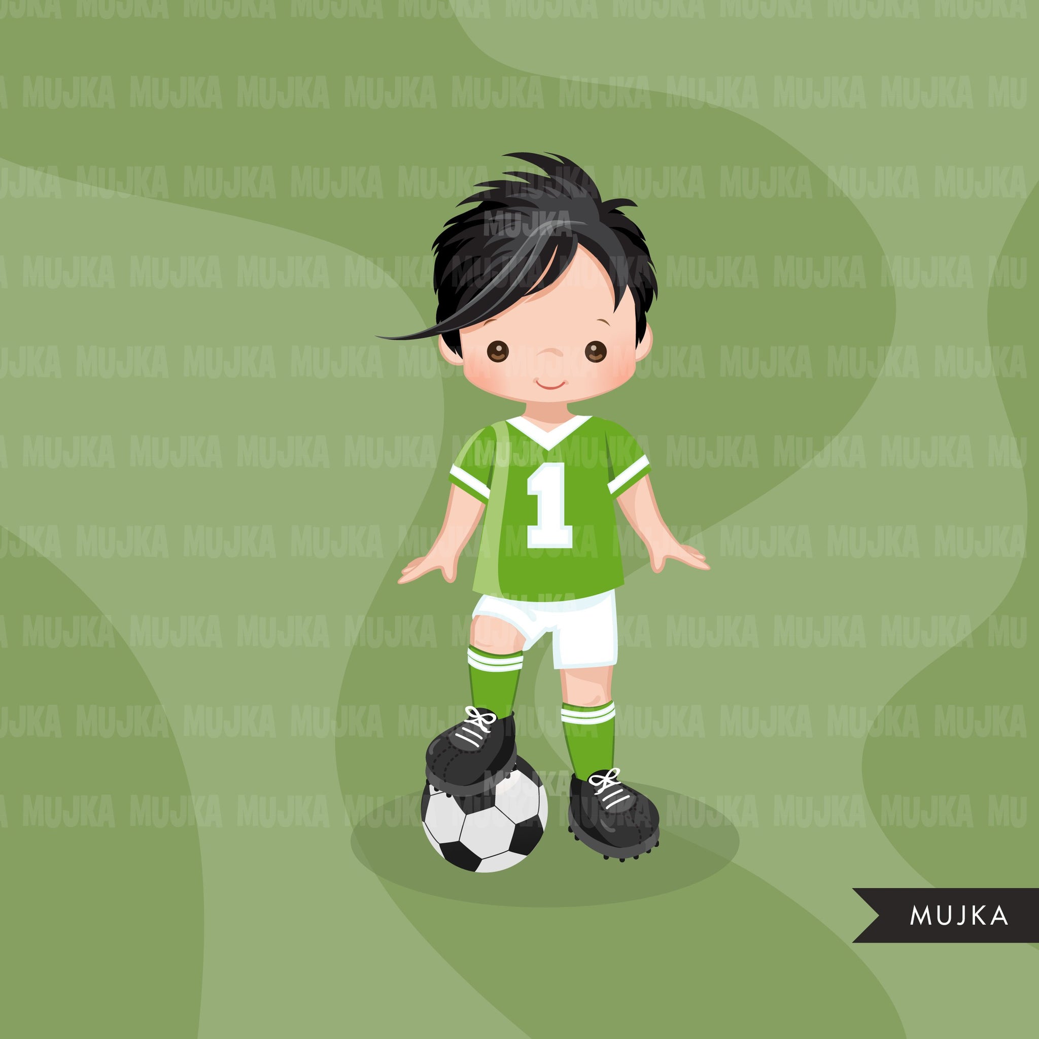 Soccer clipart, boy in green jersey