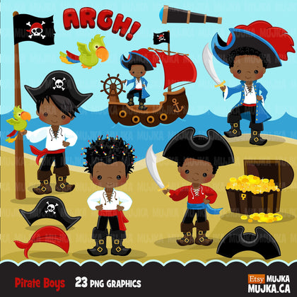 Boy Pirate clipart African American