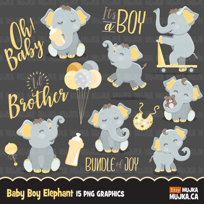 Elephant baby shower clipart