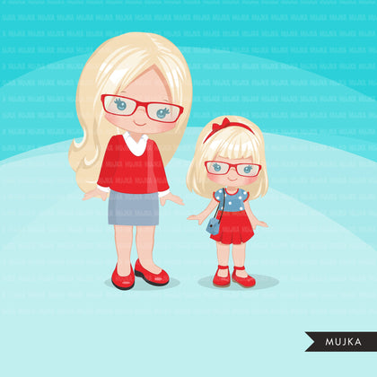 Family portraits clipart, blonde family