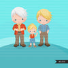 Family portraits clipart, blonde family