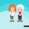 Family portraits clipart, Red head