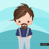 Beard & Mustache Boy clipart Father's day graphics