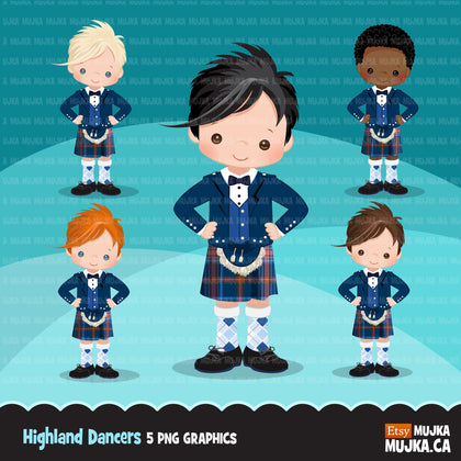 Highland dancers, boy dancers clipart