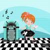 Sock Hop Party Clipart, girl in black skirt