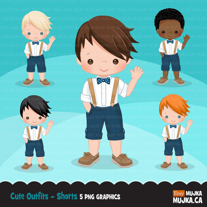 Little boy cute outfits clipart