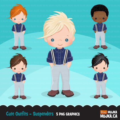 Little boy cute outfits clipart.