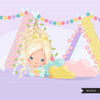 Slumber party clipart, sleepover tents for girl