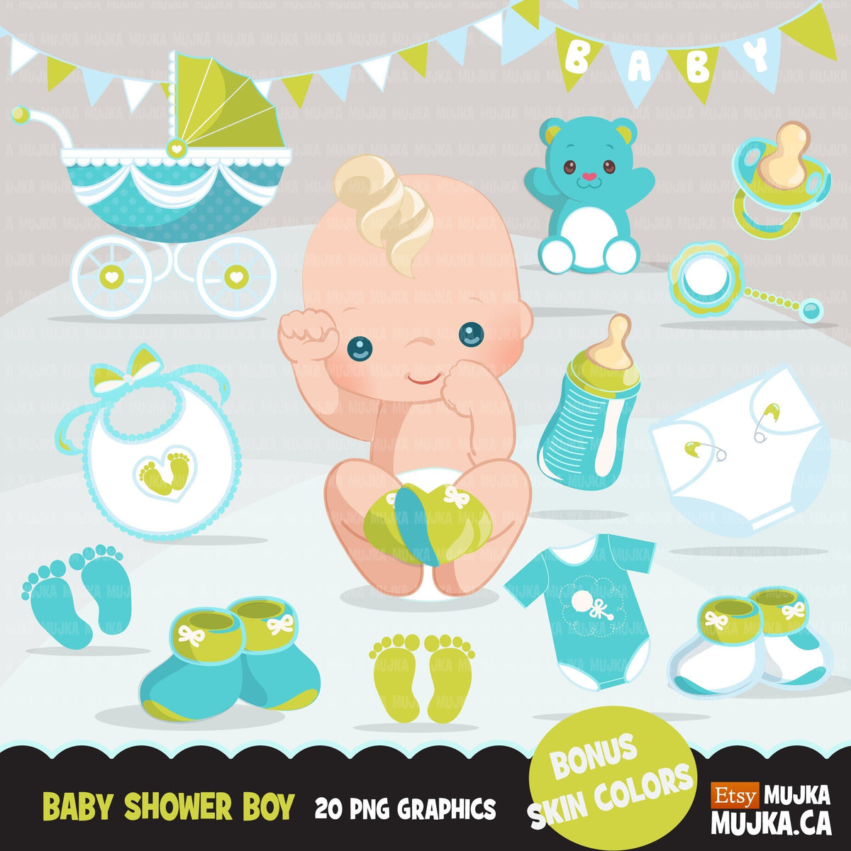 Baby Shower Clipart. Baby boy blue – MUJKA CLIPARTS