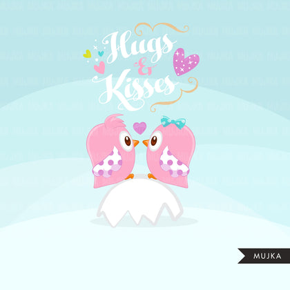 Dia dos namorados, cute, bebê, animais Clipart