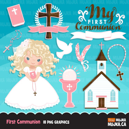 First Communion Clipart for Girl religious