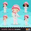 Little girl cute outfits clipart. Girls with winter jacket
