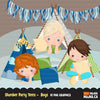 Slumber party clipart, sleepover tents for boy