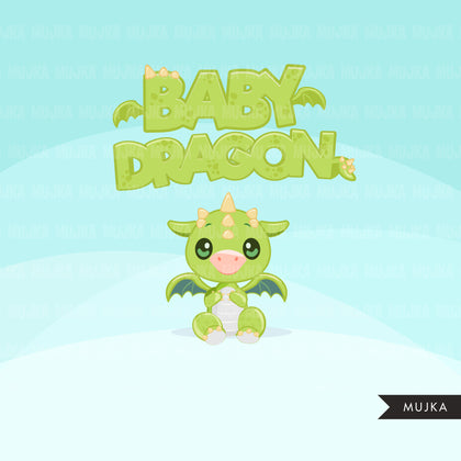 Baby Dragon clipart, green animal