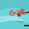 Valentine's Day Sloth Animal clipart