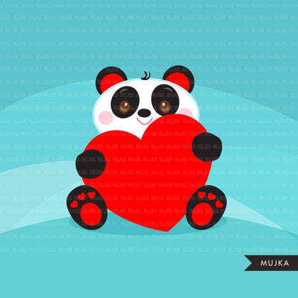 Valentine's Day Kawaii animals clipart
