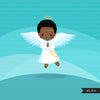 Clipart de menino anjo da natividade. Anjo fofo com cruz religiosa