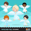 Nativity angel boy clipart. Cute angel with cross religious