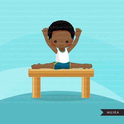 Gymnastics Clipart, Boy in balance bar