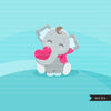 Valentines Day Elephants Clipart